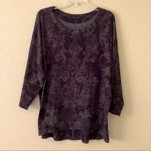 Nally & Millie 3/4 Dolman sleeve Sweater Dark purple and grey. One size